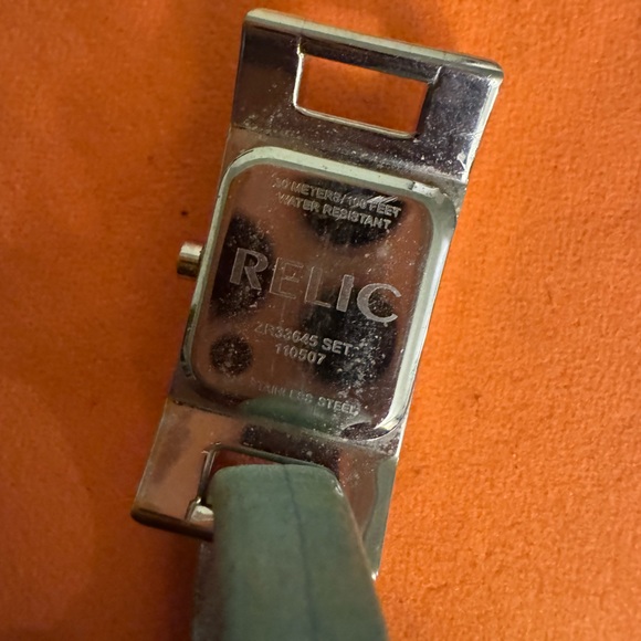 Relic Silver Watch with Green Leather Strap - Picture 3 of 10